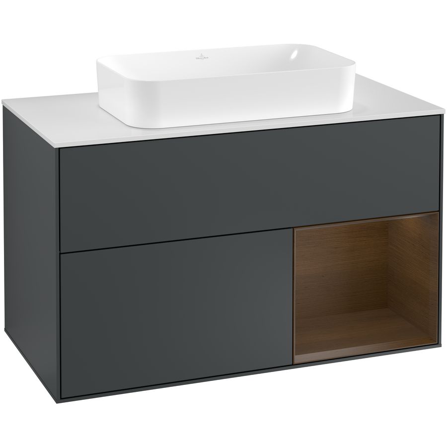 Wastafelonderkast Finion 1000x603x501mm Mid.Blue Matt Lacquer F251GNHG