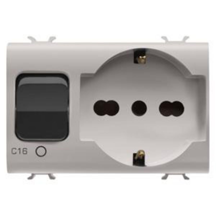 INTERLOCKED SWITCHED SOCKET-OUTLET-2P+E 16A-P40-WITH M