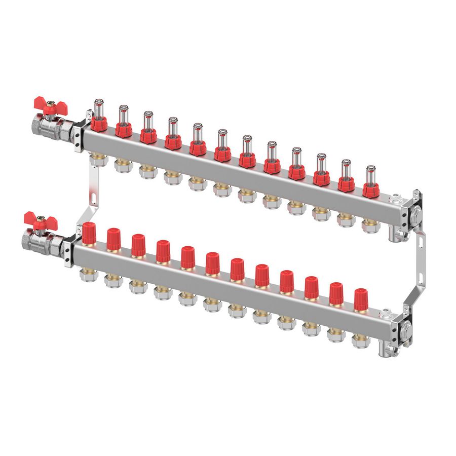 LTV-verdeler vloerverwarming SSM-F 12-groeps RVS