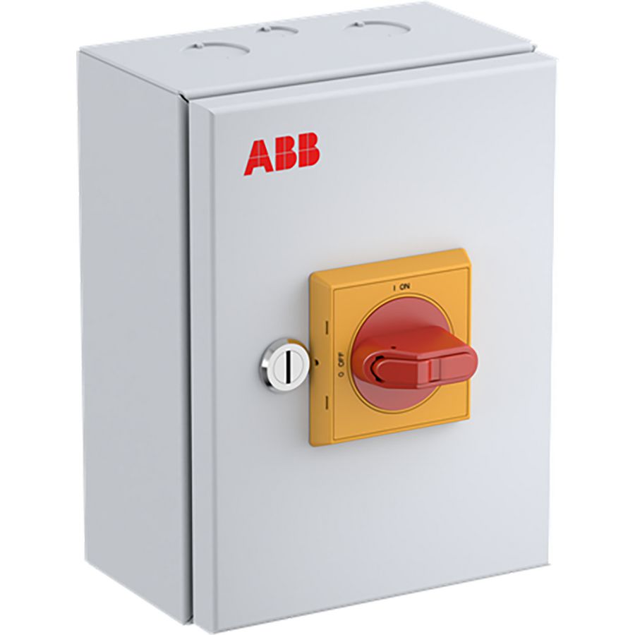 Onderhoudsschakelaar stainless steel, 16A, 3P, geel/rode han OTR16GA3M