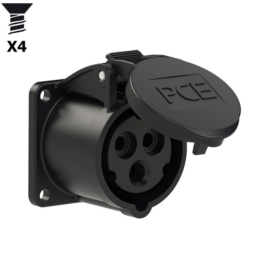 CEE inbouw wandcontactdoos RE 16A 3p 230V 6h (blauw) zwart IP54 VVE=10