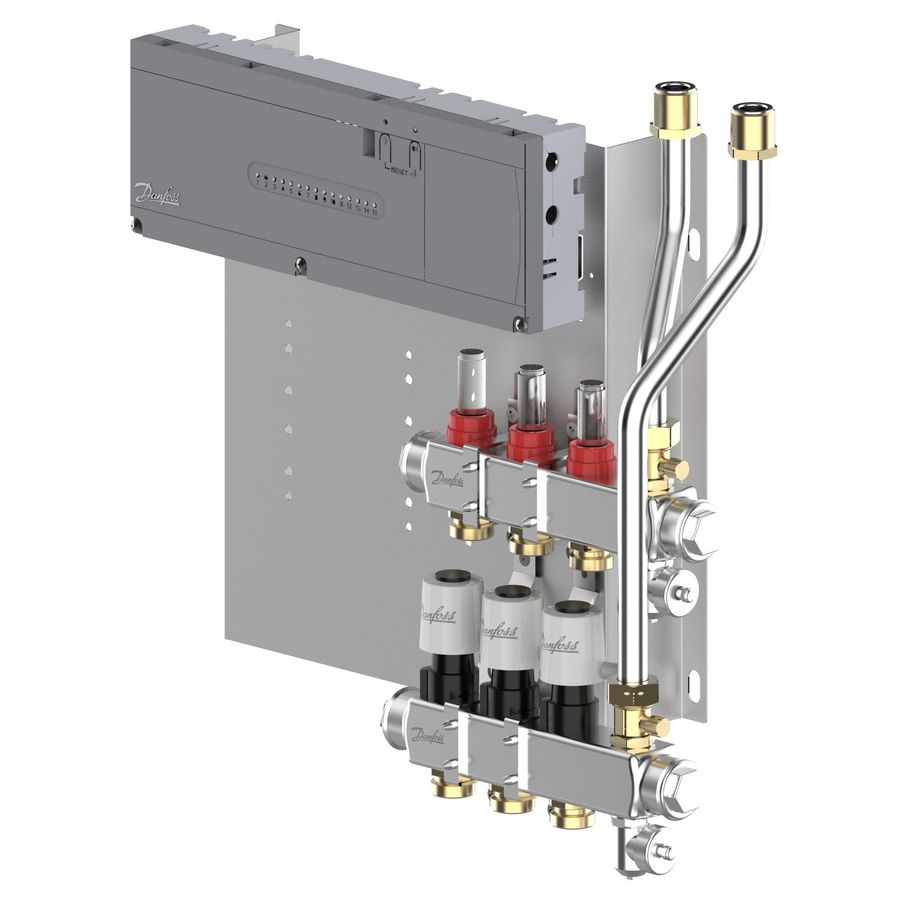 LTV-verdeler vloerverwarming Icon2 Prefab set 3-groeps RVS