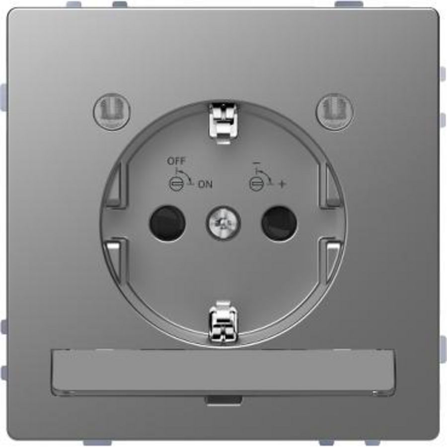 Wandcontactdoos LED-lampje Kinderbev. RVS look System D