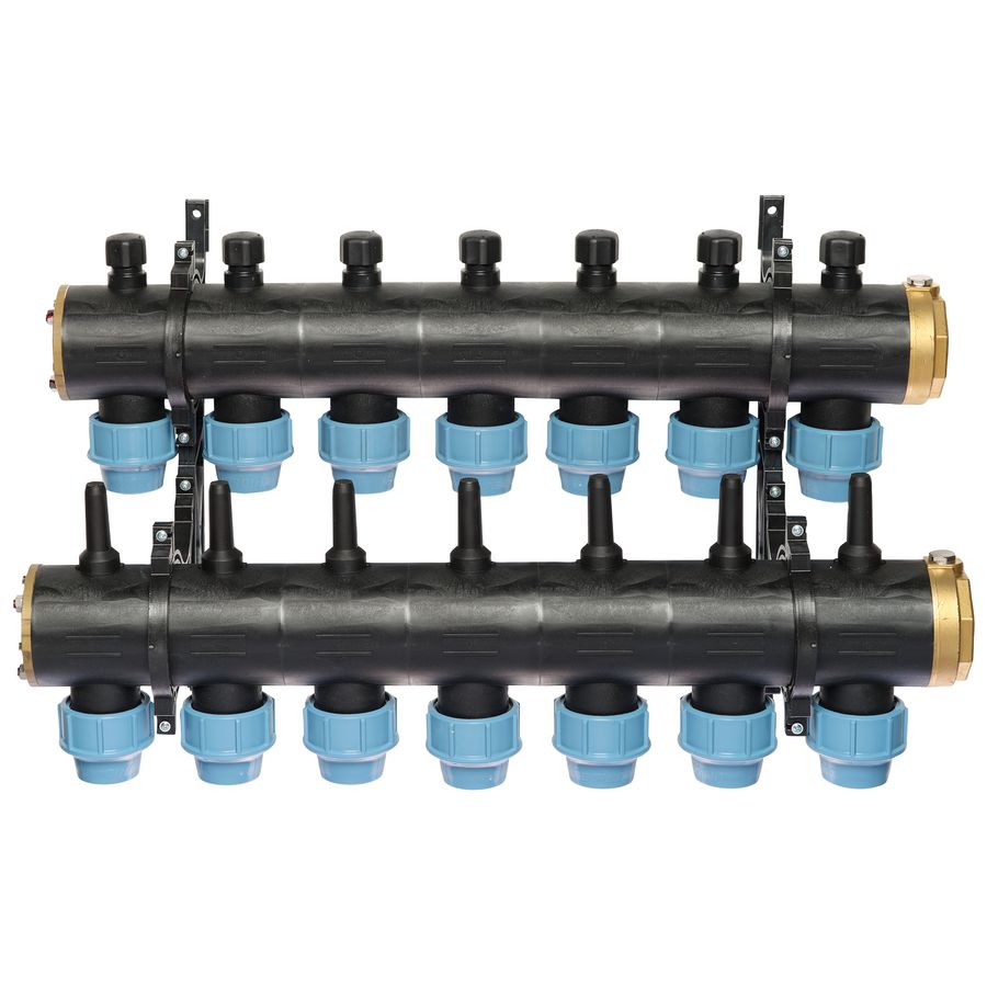 Brineverdeler 4430 2 "kunststof + PE-koppeling 40mm 7-groepen