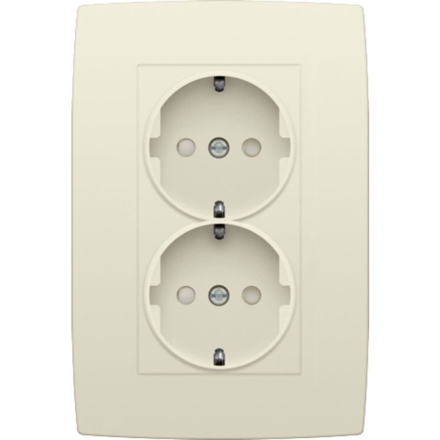 Dubbel stopcontact randaarde beschermingsafsluiters cream