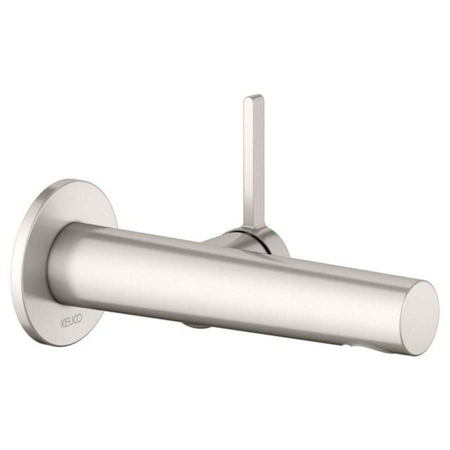 1-hendel wastafelmengkraan UP wandmont. uit. 165mm nikkel geborsteld