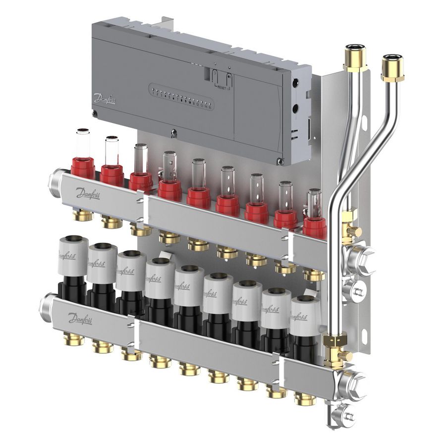 LTV-verdeler vloerverwarming Icon2 Prefab set 9-groeps RVS