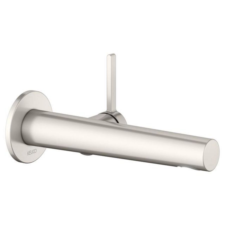 1-hendel wastafelmengkraan UP wandmont. uit. 197mm nikkel geborsteld