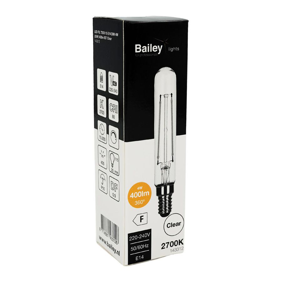 LED-lamp T20x115 FIL E14 DIM 4W 35W 400lm 827 helder