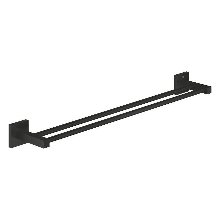 Start Cube dubbele handdoekhouder 600mm mat zwart