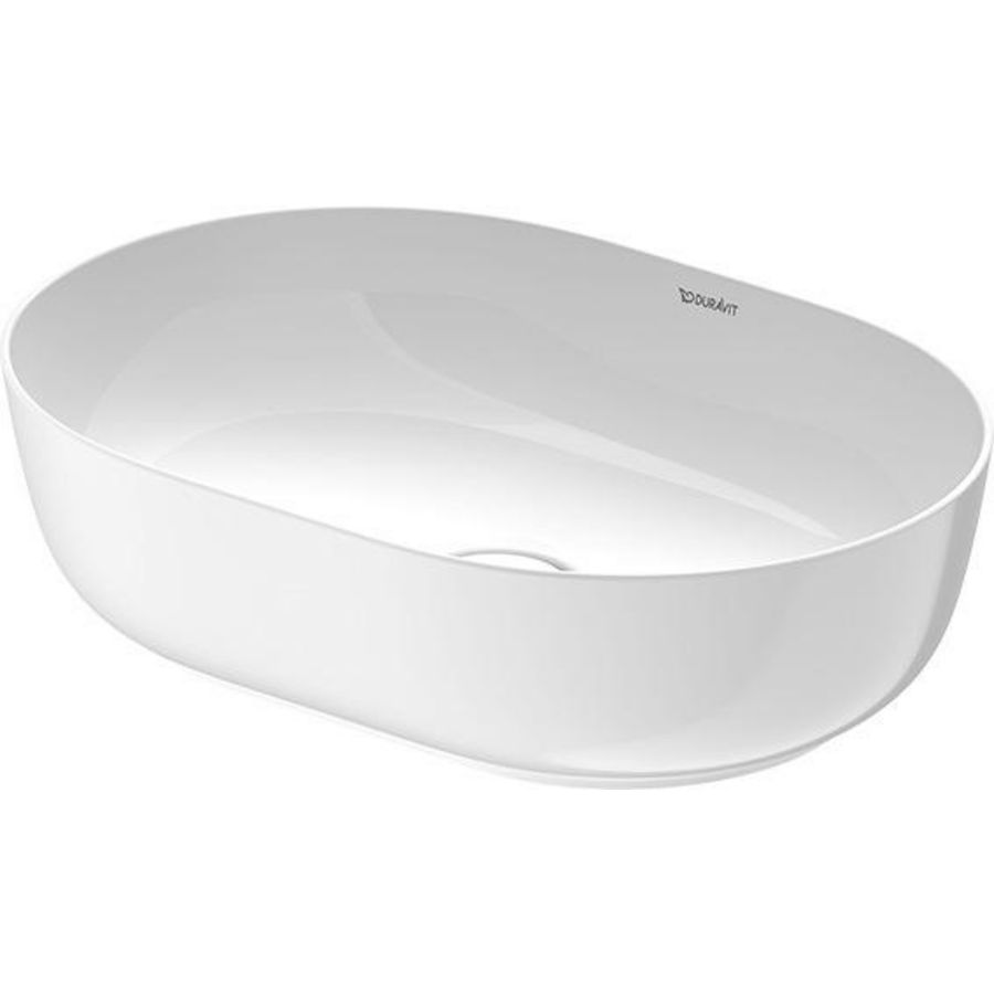 Opzetwastafel 500mm LUV geslepen zonder overloop zonder kraanvlak wit/wit zijdemat