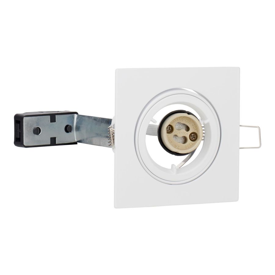 Inbouwspotvierkant zwenkbaar spot GU10 Alu wit