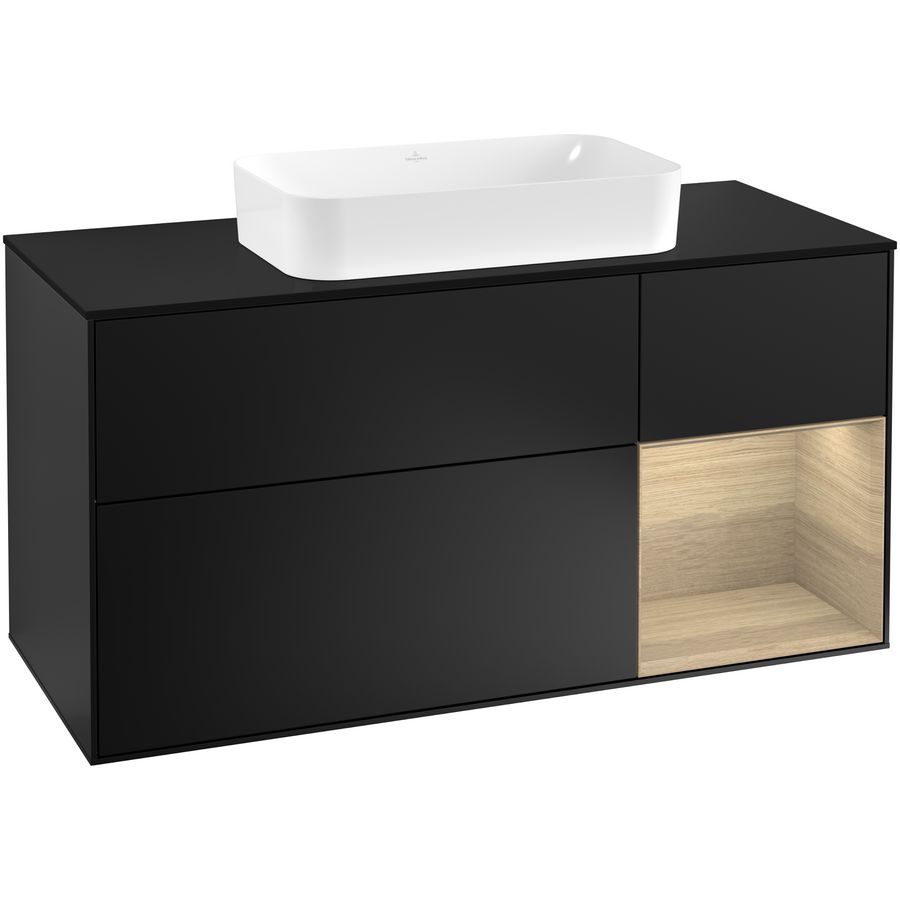 Wastafelonderkast Finion 1200x603x501mm Black Matt Lacquer G302PCPD