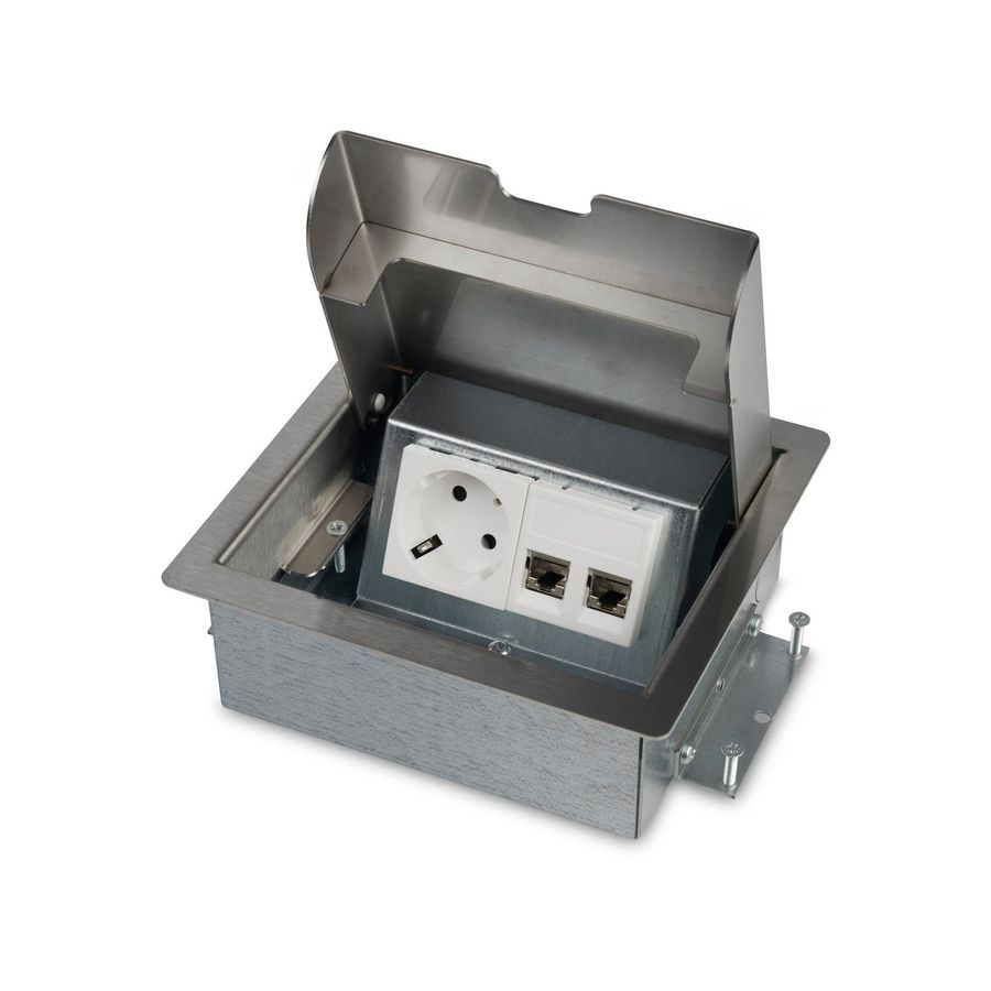 SERVICEBOX 3.0 1x 230V RA 2x CAT6 RVS deksel