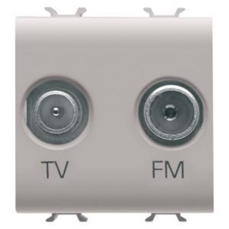 SOCKET-OUTLET TV-FM-DIRECT-2 MODULES-NATURAL SATIN BEI