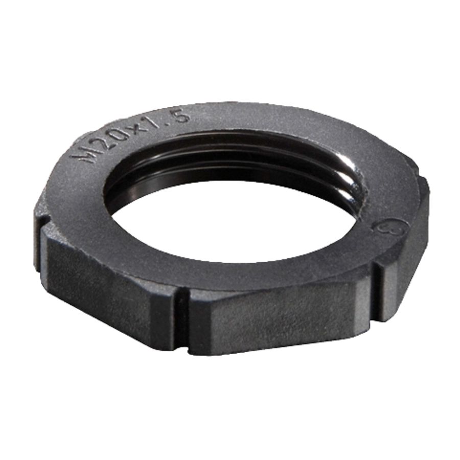 Contramoer kunststof M12x1,5 zwart, vlamvertragend DIN 45545 (EMUF12BK) VVE=100