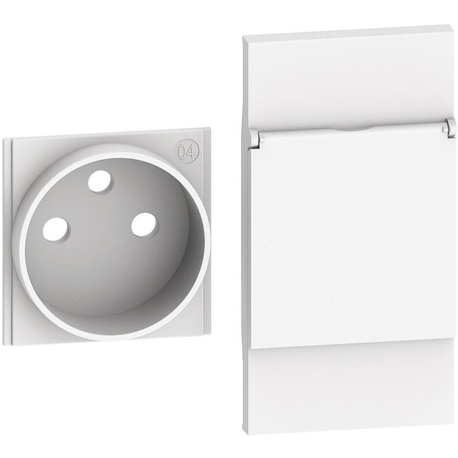 Sierplaat contactdoos 2P + A + deksel wit LivingNow