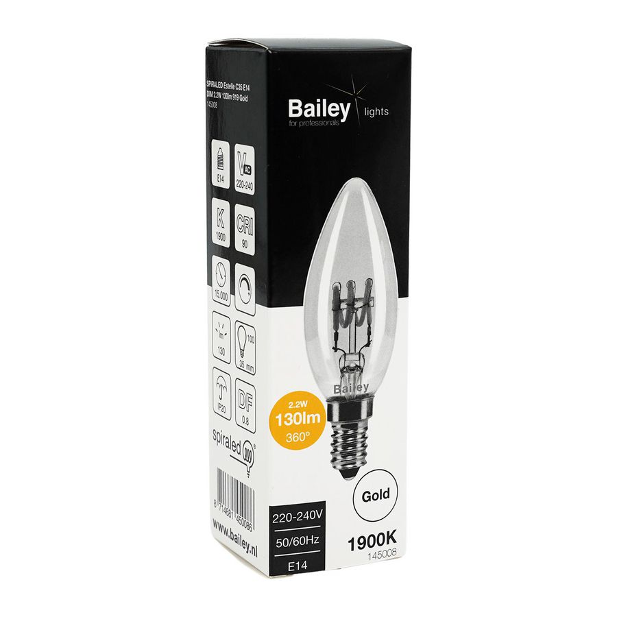 LED-lamp Estelle C35 SPIRALED E14 DIM 2.2W 130lm 919 goud