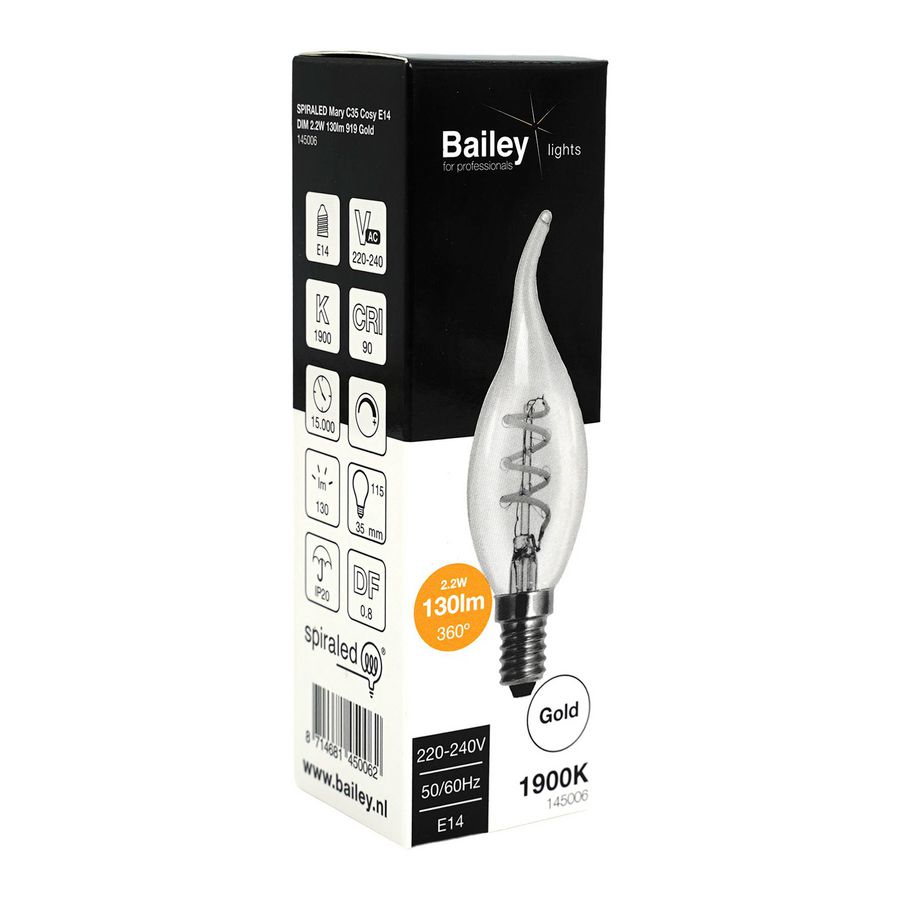 LED-lamp Mary C35 SPIRALED Cosy E14 DIM 2.2W 130lm 919 goud