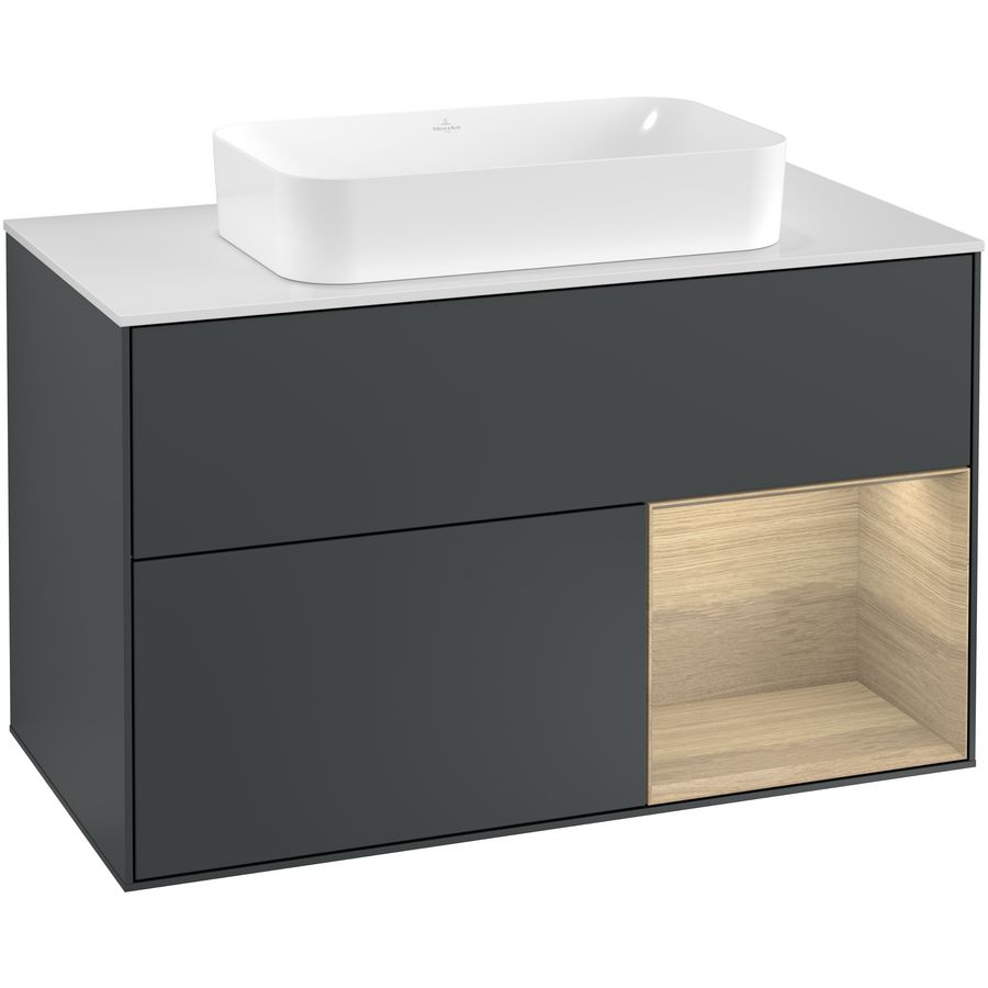 Wastafelonderkast Finion 1000x603x501mm Mid.Blue Matt Lacquer F251PCHG