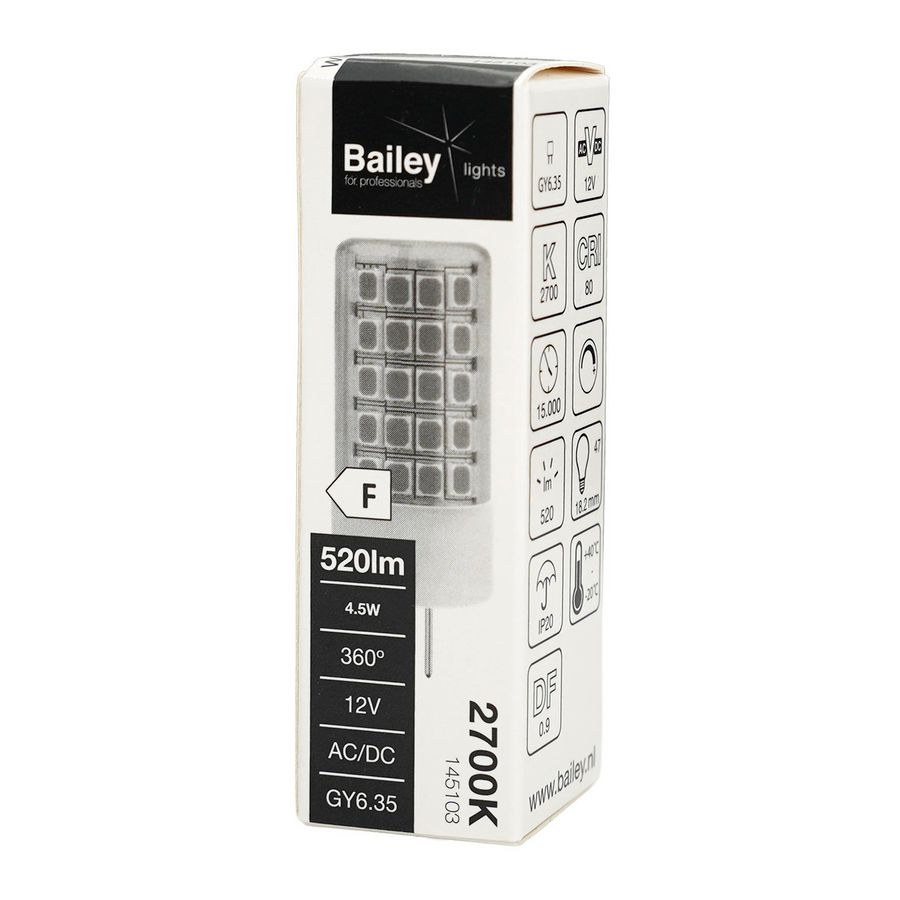 LED-lamp GY6.35 DIM 12V 4.5W (43W) 520lm 827 helder