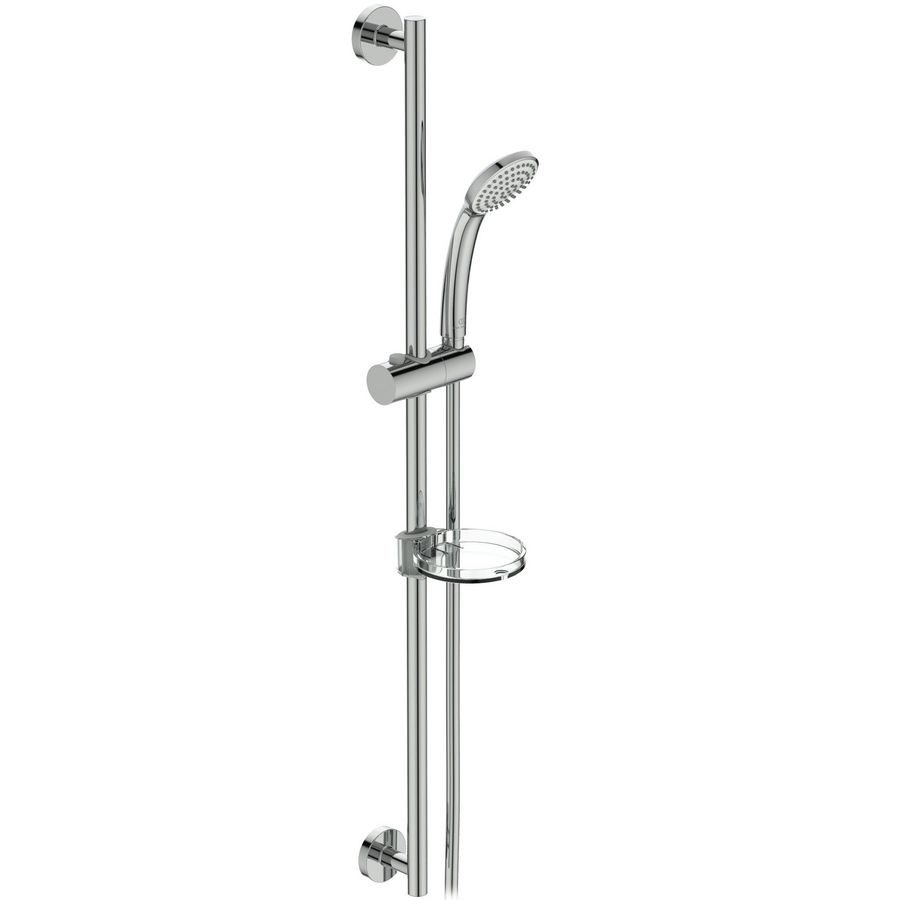 Idealrain glijstangset 900mm chroom met metafl.slang/zeepsch.