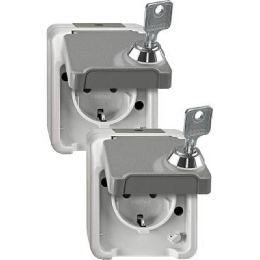 OPB Wandcontactdoos extra beveiligd SET RANDAARDE KLAPDEKSEL 2 gelijke S