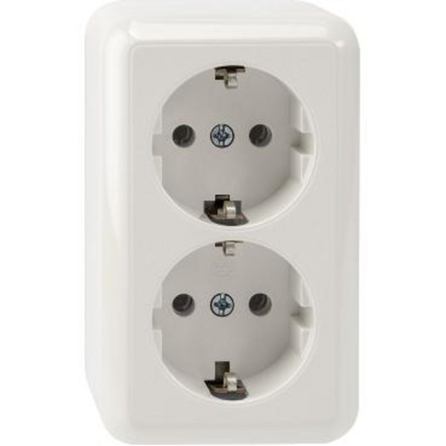 Opbouw Wandcontactdoos MERTEN 2V Randaarde POLARWIT