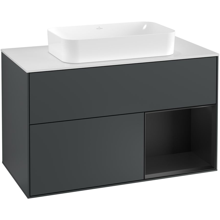 Wastafelonderkast Finion 1000x603x501mm Mid.Blue Matt Lacquer F251PDHG