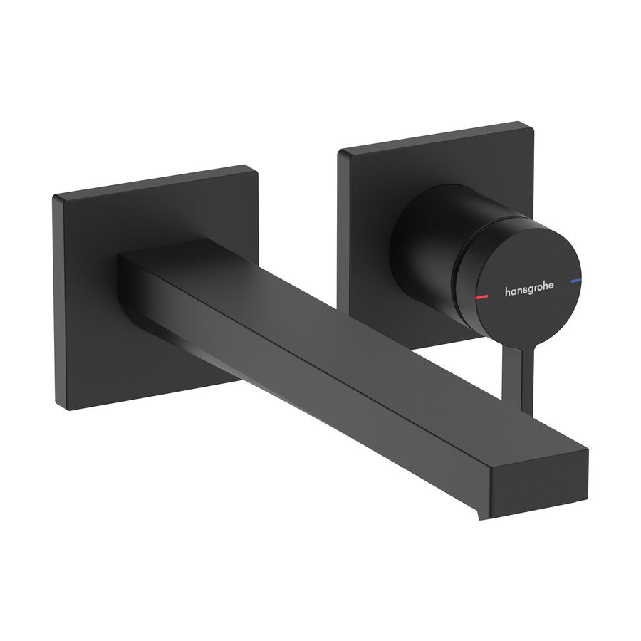 Tecturis E 1-hendel wastafelkraan voor inbouw wandmontage met uitloop 22,5cm mat zwart