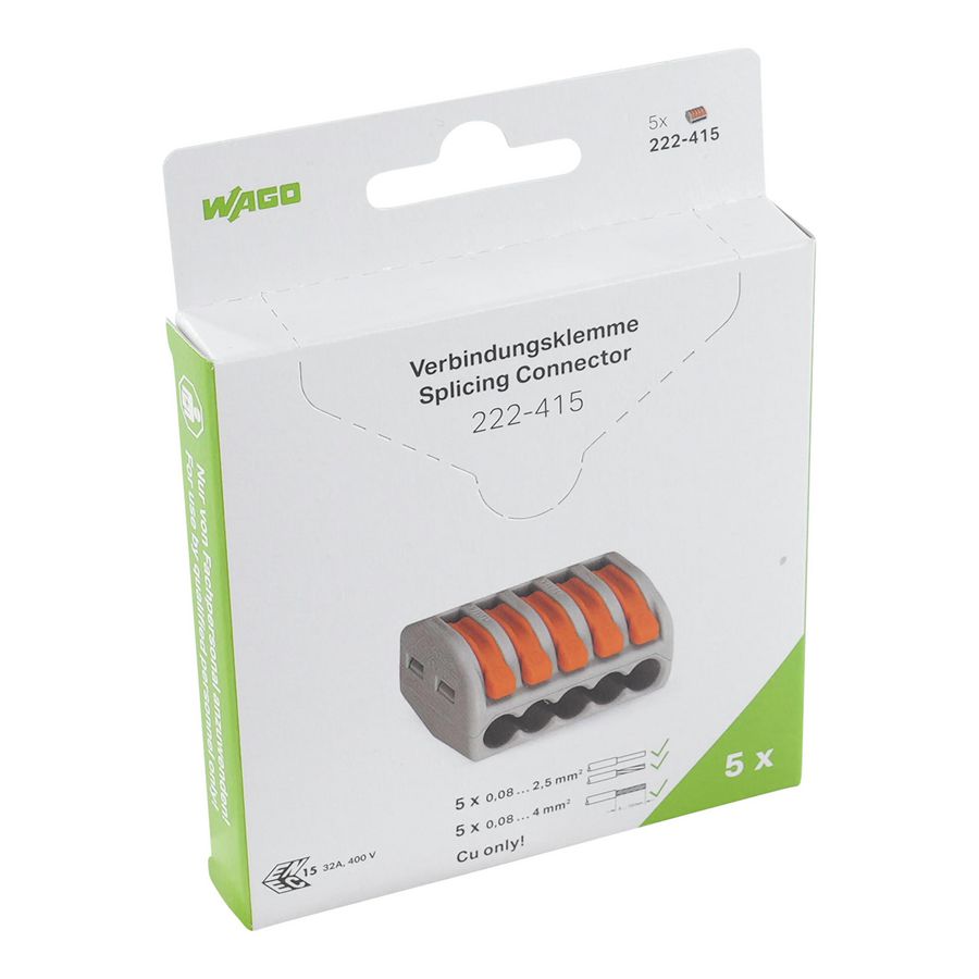 Verbindingsklem met hendels geleiders max. 4mm² gri VVE=5