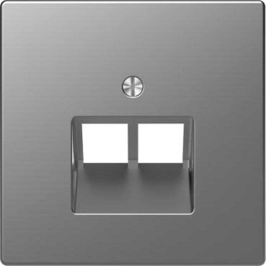 Centraalplaat RJ45 tweevoudig RVS look SysD