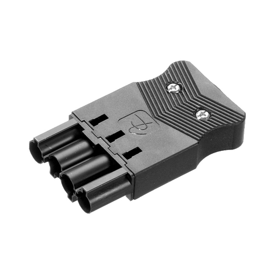 Steker vlak 4-polig 2,5mm² male zwart VVE=10