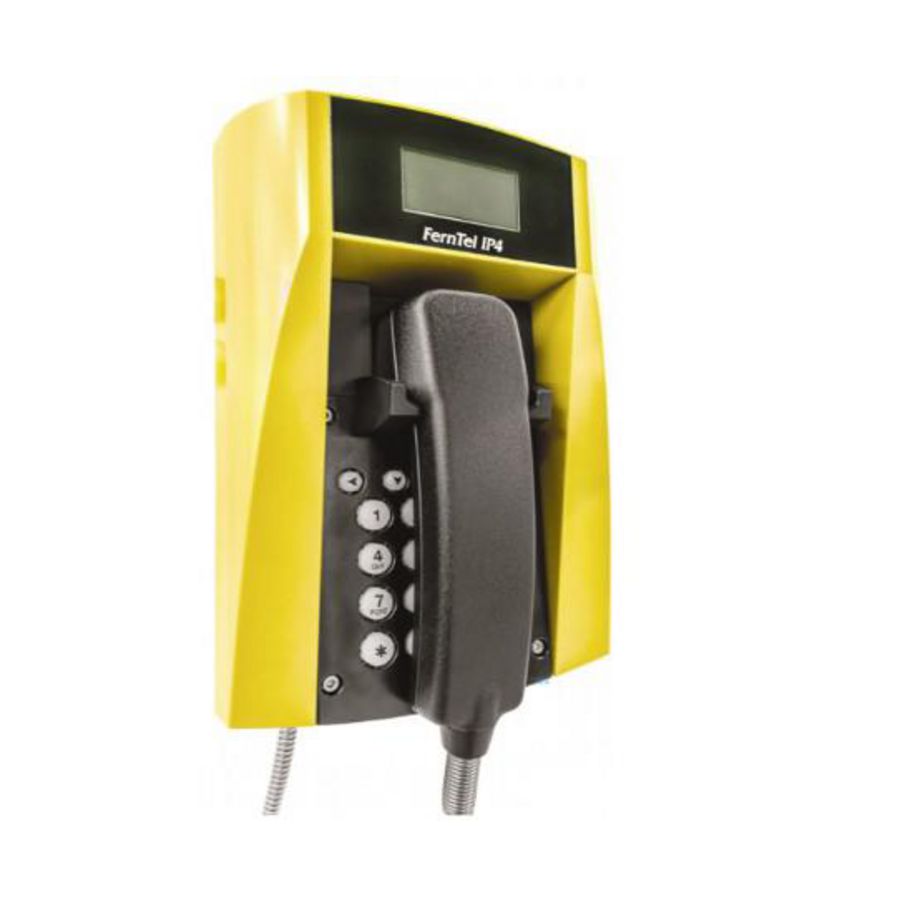 WEERBESTENDIGE TELEFOON FERNTEL IP4 ZWART/GEEL MET SPIRAALSN