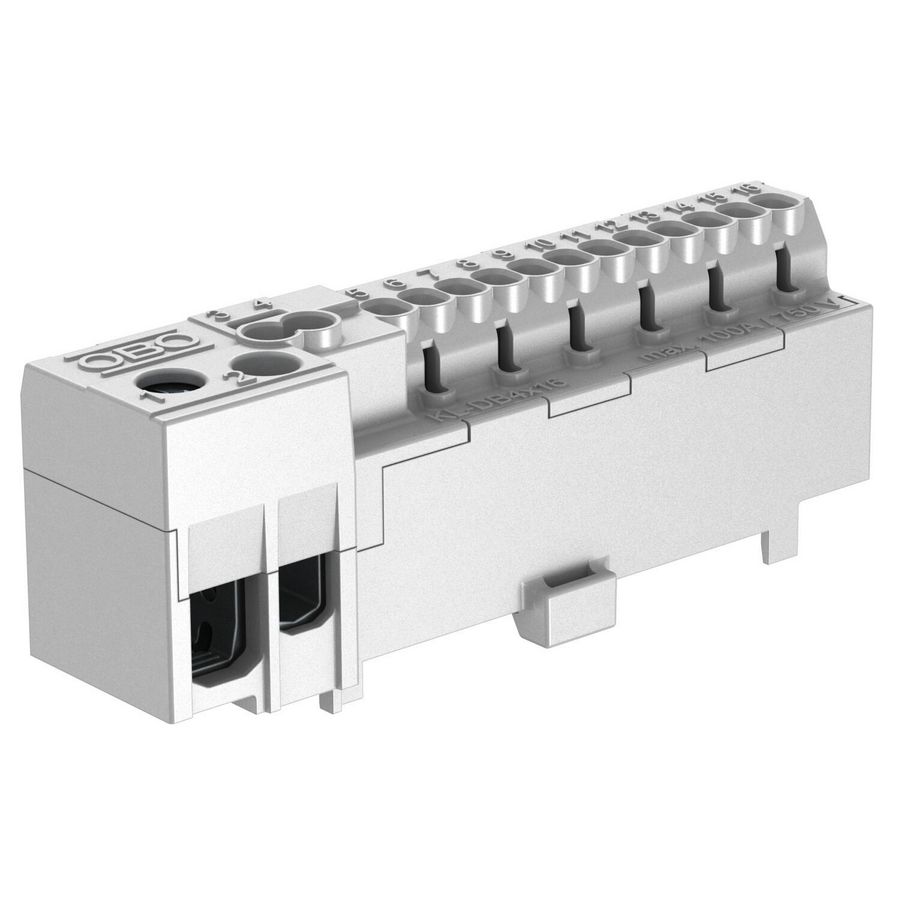 Faseklem met steekcontact 12x2,5mm² polyam grijs VVE=10