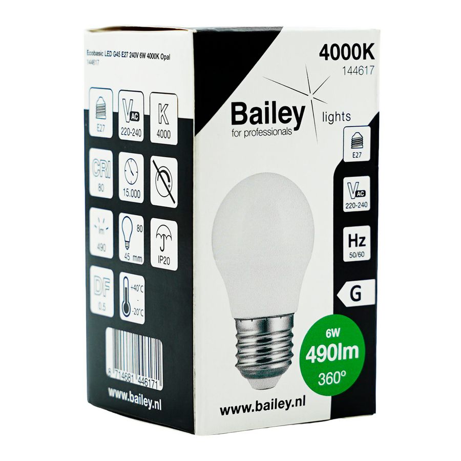 LED-lamp G45 Ecobasic E27 6W 41W 490lm 840 Opal