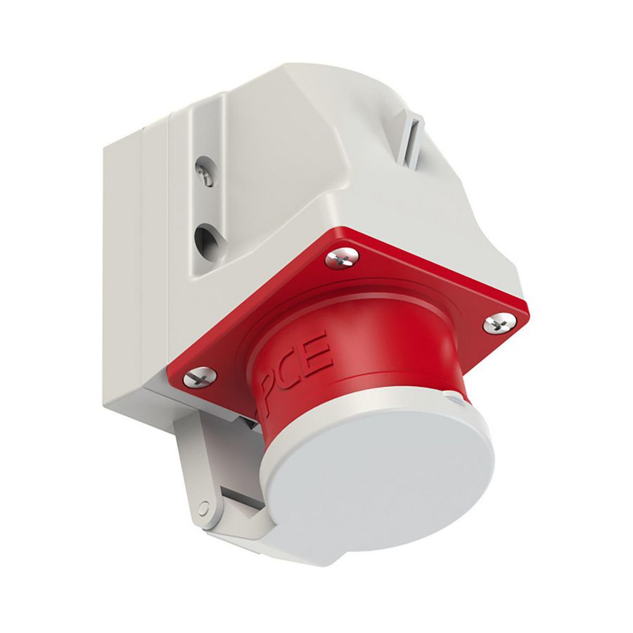 CEE opbouw toestelcontactdoos 16A 5p 400V 6h rood IP44 veerbelast