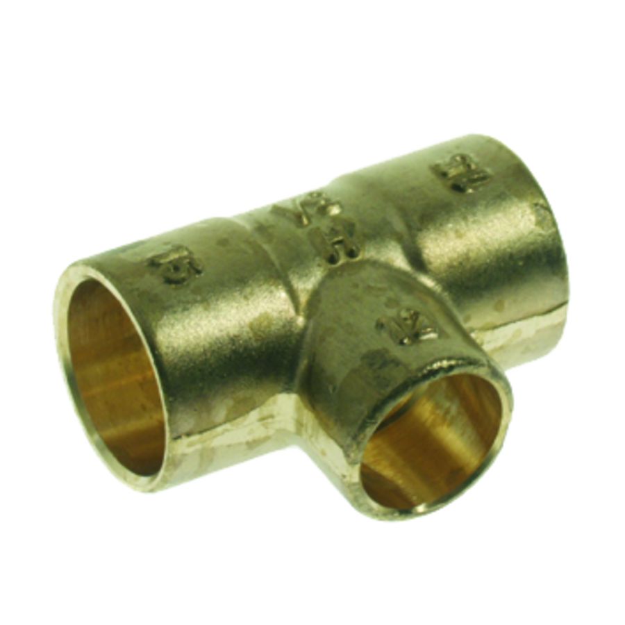 T-stuk verlopend soldeer 22x15x22mm messing 3x capillair