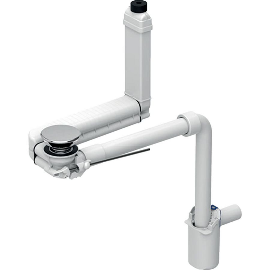 Wastafelafvoer Clou, ruimtesparend, hendel, plugdeksel Ø40mm, chroom