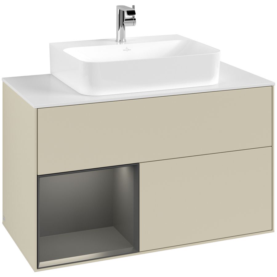 Wastafelonderkast Finion 1000x603x501mm S.Grey Matt Lacquer F111HBHJ
