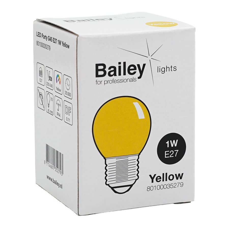 LED-lamp G45 party E27 1W geel