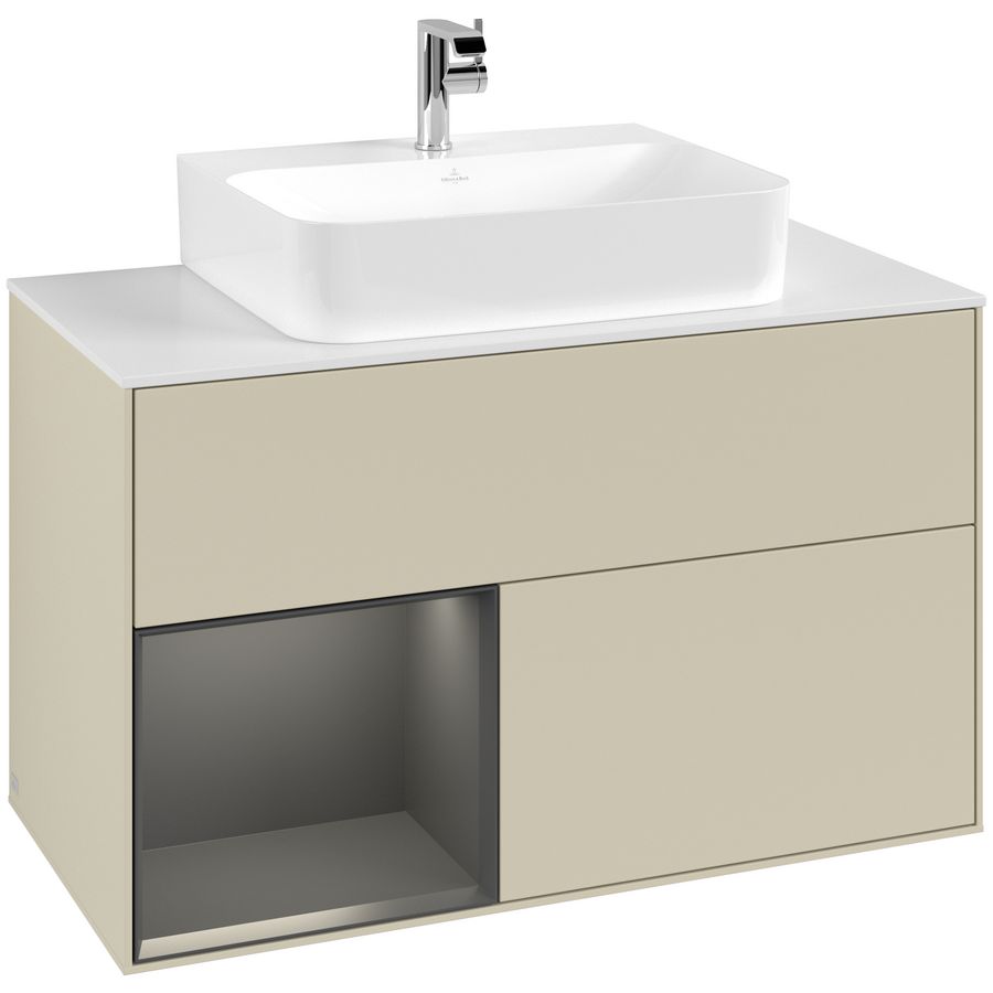 Wastafelonderkast Finion 1000x603x501mm S.Grey Matt Lacquer F111PDHJ