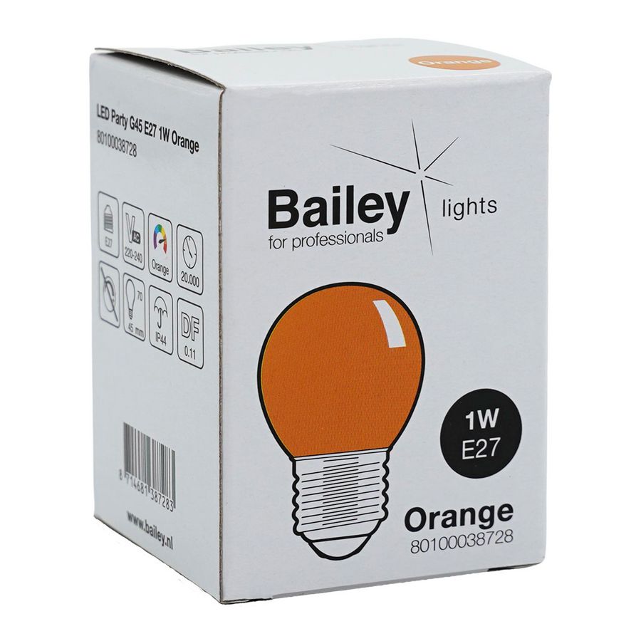 LED-lamp G45 party E27 1W oranje