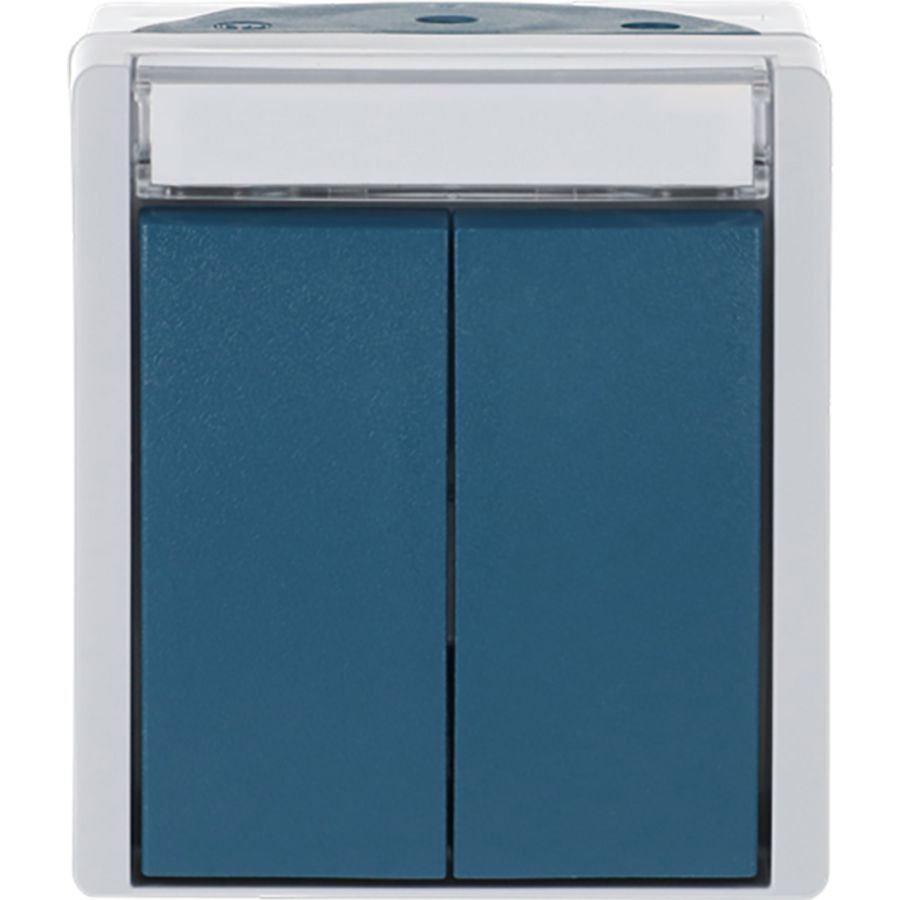 Opbouw dubbele impulsdrukker 1-polig IP44 10A 250V AC ocean