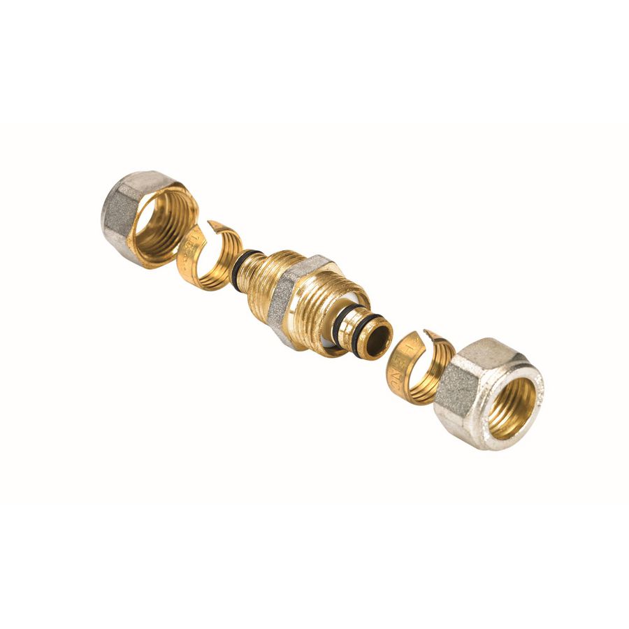 Koppeling messing recht 2 klem 16x16mm VVE=200