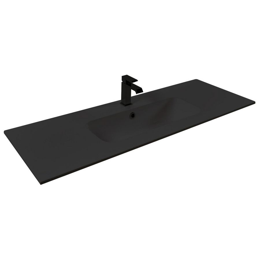 Wastafel 16 keramiek zwart 121x40.5cm 2 waskommen (los besteld)