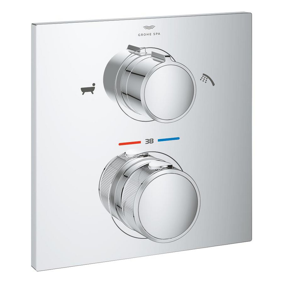 Allure afbouwdeel thermostatische inbouwmengkraan met omstel douche/baduitloop chroom (Spa colors coll.) excl. inbouwdeel