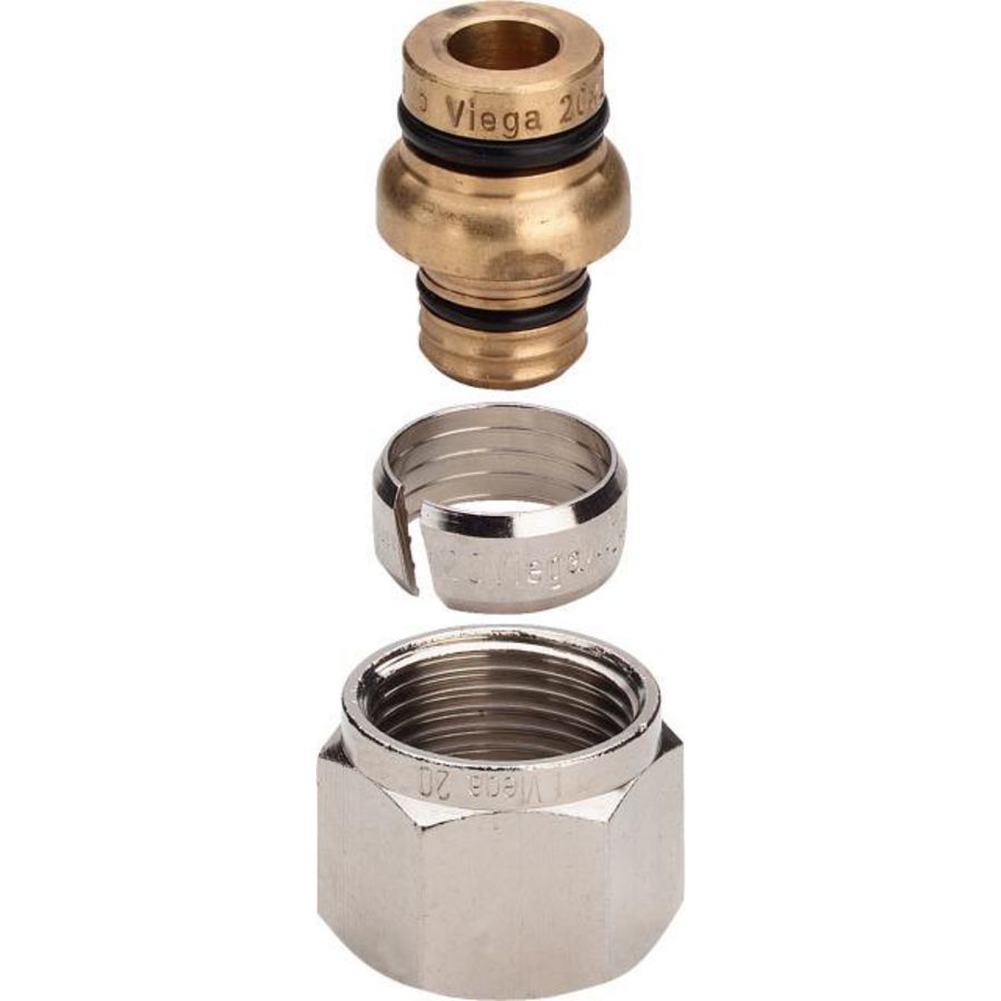 Schroefkoppeling 16x2 messing/mat-vernikkelt