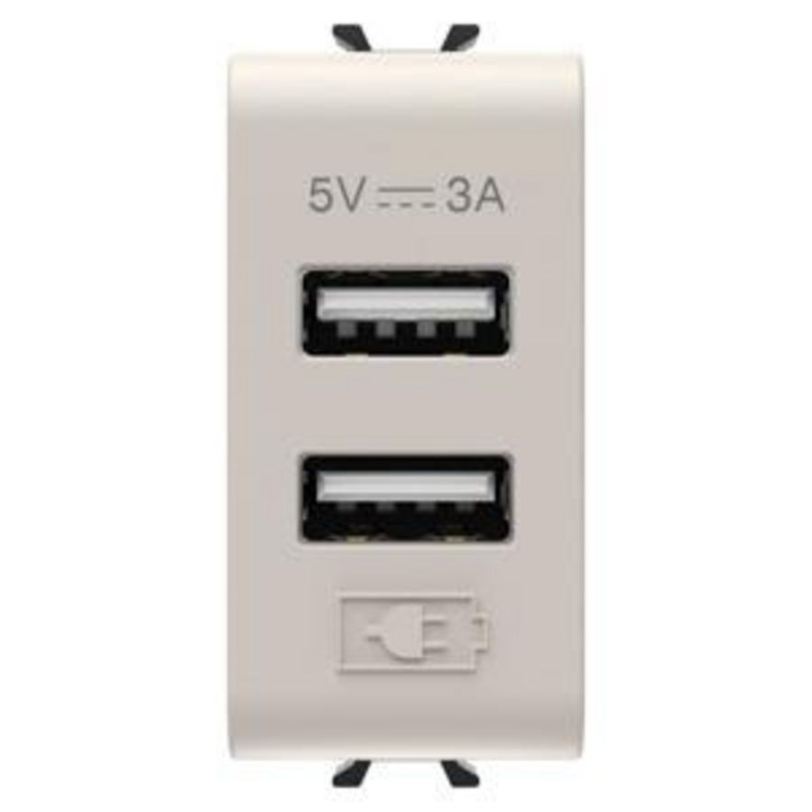 USB CHARGER-A+A TYPE-3A-SATIN NATURAL BEIGE-1 MODULE
