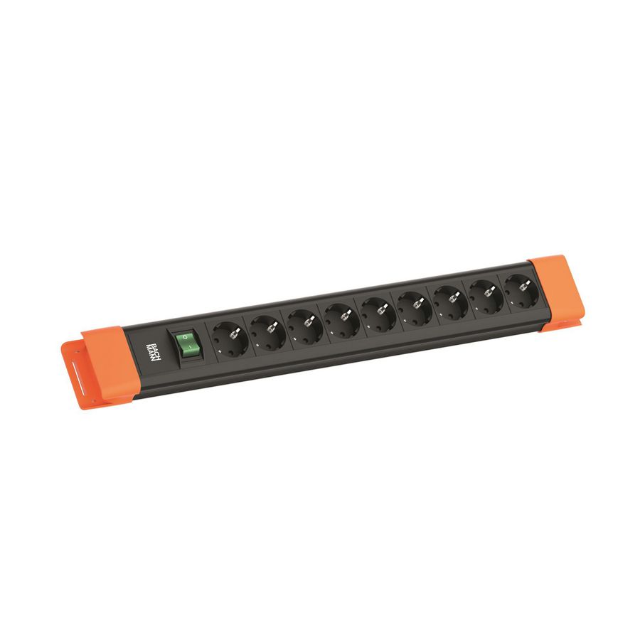 CONNECTUS 9x 230V RA schakelaar 2m RA zwart/oranje